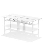 Air Back-to-Back 1600 x 800mm Height Adjustable 4 Person Bench Desk White Top with Scalloped Edge White Frame HA02428