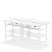 Air Back-to-Back 1600 x 800mm Height Adjustable 4 Person Bench Desk White Top with Scalloped Edge White Frame HA02428