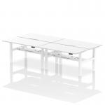 Air Back-to-Back 1600 x 800mm Height Adjustable 4 Person Office Bench Desk White Top with Scalloped Edge White Frame HA02428