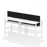 Air Back-to-Back 1600 x 800mm Height Adjustable 4 Person Office Bench Desk White Top with Scalloped Edge White Frame with Black Straight Screen HA02429