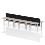 Air Back-to-Back 1600 x 800mm Height Adjustable 6 Person Bench Desk Grey Oak Top with Cable Ports Silver Frame with Black Straight Screen HA02445