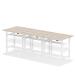 Air Back-to-Back 1600 x 800mm Height Adjustable 6 Person Bench Desk Grey Oak Top with Cable Ports White Frame HA02446