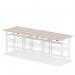 Air Back-to-Back 1600 x 800mm Height Adjustable 6 Person Bench Desk Grey Oak Top with Cable Ports White Frame HA02446