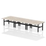 Air Back-to-Back 1600 x 800mm Height Adjustable 6 Person Bench Desk Grey Oak Top with Scalloped Edge Black Frame HA02448