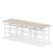 Air Back-to-Back 1600 x 800mm Height Adjustable 6 Person Bench Desk Grey Oak Top with Scalloped Edge White Frame HA02452