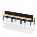 Air Back-to-Back 1600 x 800mm Height Adjustable 6 Person Office Bench Desk Maple Top with Cable Ports Black Frame with Black Straight Screen HA02455