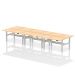 Air Back-to-Back 1600 x 800mm Height Adjustable 6 Person Bench Desk Maple Top with Cable Ports Silver Frame HA02456