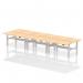 Air Back-to-Back 1600 x 800mm Height Adjustable 6 Person Office Bench Desk Maple Top with Cable Ports Silver Frame HA02456