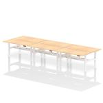Air Back-to-Back 1600 x 800mm Height Adjustable 6 Person Bench Desk Maple Top with Cable Ports White Frame HA02458