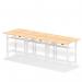 Air Back-to-Back 1600 x 800mm Height Adjustable 6 Person Office Bench Desk Maple Top with Cable Ports White Frame HA02458