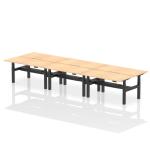 Air Back-to-Back 1600 x 800mm Height Adjustable 6 Person Bench Desk Maple Top with Scalloped Edge Black Frame HA02460