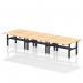 Air Back-to-Back 1600 x 800mm Height Adjustable 6 Person Office Bench Desk Maple Top with Scalloped Edge Black Frame HA02460