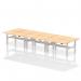 Air Back-to-Back 1600 x 800mm Height Adjustable 6 Person Office Bench Desk Maple Top with Scalloped Edge Silver Frame HA02462