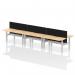 Air Back-to-Back 1600 x 800mm Height Adjustable 6 Person Office Bench Desk Maple Top with Scalloped Edge Silver Frame with Black Straight Screen HA02463