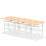 Air Back-to-Back 1600 x 800mm Height Adjustable 6 Person Bench Desk Maple Top with Scalloped Edge White Frame HA02464