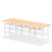 Air Back-to-Back 1600 x 800mm Height Adjustable 6 Person Bench Desk Maple Top with Scalloped Edge White Frame HA02464