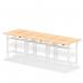 Air Back-to-Back 1600 x 800mm Height Adjustable 6 Person Office Bench Desk Maple Top with Scalloped Edge White Frame HA02464