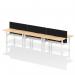 Air Back-to-Back 1600 x 800mm Height Adjustable 6 Person Office Bench Desk Maple Top with Scalloped Edge White Frame with Black Straight Screen HA02465