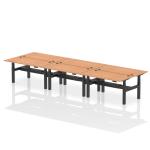 Air Back-to-Back 1600 x 800mm Height Adjustable 6 Person Bench Desk Oak Top with Cable Ports Black Frame HA02466