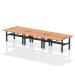 Air Back-to-Back 1600 x 800mm Height Adjustable 6 Person Bench Desk Oak Top with Cable Ports Black Frame HA02466