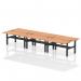 Air Back-to-Back 1600 x 800mm Height Adjustable 6 Person Office Bench Desk Oak Top with Cable Ports Black Frame HA02466