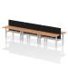 Air Back-to-Back 1600 x 800mm Height Adjustable 6 Person Bench Desk Oak Top with Cable Ports Silver Frame with Black Straight Screen HA02469