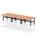 Air Back-to-Back 1600 x 800mm Height Adjustable 6 Person Bench Desk Oak Top with Scalloped Edge Black Frame HA02472