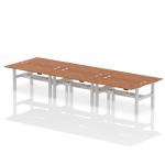 Air Back-to-Back 1600 x 800mm Height Adjustable 6 Person Bench Desk Walnut Top with Cable Ports Silver Frame HA02480