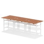 Air Back-to-Back 1600 x 800mm Height Adjustable 6 Person Bench Desk Walnut Top with Cable Ports White Frame HA02482