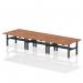 Air Back-to-Back 1600 x 800mm Height Adjustable 6 Person Office Bench Desk Walnut Top with Scalloped Edge Black Frame HA02484