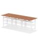 Air Back-to-Back 1600 x 800mm Height Adjustable 6 Person Bench Desk Walnut Top with Scalloped Edge White Frame HA02488