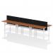 Air Back-to-Back 1600 x 800mm Height Adjustable 6 Person Office Bench Desk Walnut Top with Scalloped Edge White Frame with Black Straight Screen HA02489