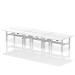 Air Back-to-Back 1600 x 800mm Height Adjustable 6 Person Bench Desk White Top with Cable Ports Silver Frame HA02492