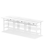 Air Back-to-Back 1600 x 800mm Height Adjustable 6 Person Bench Desk White Top with Scalloped Edge White Frame HA02500