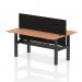 Air Back-to-Back 1800 x 600mm Height Adjustable 2 Person Office Bench Desk Beech Top with Cable Ports Black Frame with Black Straight Screen HA02503