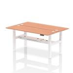 Air Back-to-Back 1800 x 600mm Height Adjustable 2 Person Bench Desk Beech Top with Cable Ports White Frame HA02506