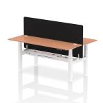 Air Back-to-Back 1800 x 600mm Height Adjustable 2 Person Bench Desk Beech Top with Cable Ports White Frame with Black Straight Screen HA02507