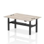 Air Back-to-Back 1800 x 600mm Height Adjustable 2 Person Bench Desk Grey Oak Top with Cable Ports Black Frame HA02508