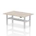 Air Back-to-Back 1800 x 600mm Height Adjustable 2 Person Bench Desk Grey Oak Top with Cable Ports Silver Frame HA02510