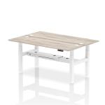 Air Back-to-Back 1800 x 600mm Height Adjustable 2 Person Bench Desk Grey Oak Top with Cable Ports White Frame HA02512