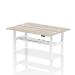 Air Back-to-Back 1800 x 600mm Height Adjustable 2 Person Bench Desk Grey Oak Top with Cable Ports White Frame HA02512