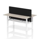 Air Back-to-Back 1800 x 600mm Height Adjustable 2 Person Bench Desk Grey Oak Top with Cable Ports White Frame with Black Straight Screen HA02513