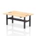 Air Back-to-Back 1800 x 600mm Height Adjustable 2 Person Bench Desk Maple Top with Cable Ports Black Frame HA02514
