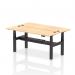 Air Back-to-Back 1800 x 600mm Height Adjustable 2 Person Office Bench Desk Maple Top with Cable Ports Black Frame HA02514