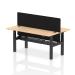 Air Back-to-Back 1800 x 600mm Height Adjustable 2 Person Bench Desk Maple Top with Cable Ports Black Frame with Black Straight Screen HA02515