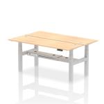Air Back-to-Back 1800 x 600mm Height Adjustable 2 Person Bench Desk Maple Top with Cable Ports Silver Frame HA02516