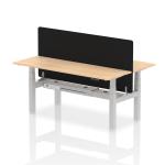 Air Back-to-Back 1800 x 600mm Height Adjustable 2 Person Bench Desk Maple Top with Cable Ports Silver Frame with Black Straight Screen HA02517