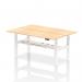 Air Back-to-Back 1800 x 600mm Height Adjustable 2 Person Office Bench Desk Maple Top with Cable Ports White Frame HA02518