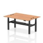 Air Back-to-Back 1800 x 600mm Height Adjustable 2 Person Bench Desk Oak Top with Cable Ports Black Frame HA02520