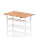 Air Back-to-Back 1800 x 600mm Height Adjustable 2 Person Bench Desk Oak Top with Cable Ports White Frame HA02524